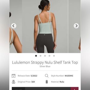 Lululemon Strappy Shelf Tank size 2
